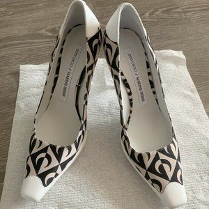 Jimmy Choo X Marine Serre printed leather-trimmed Pumps